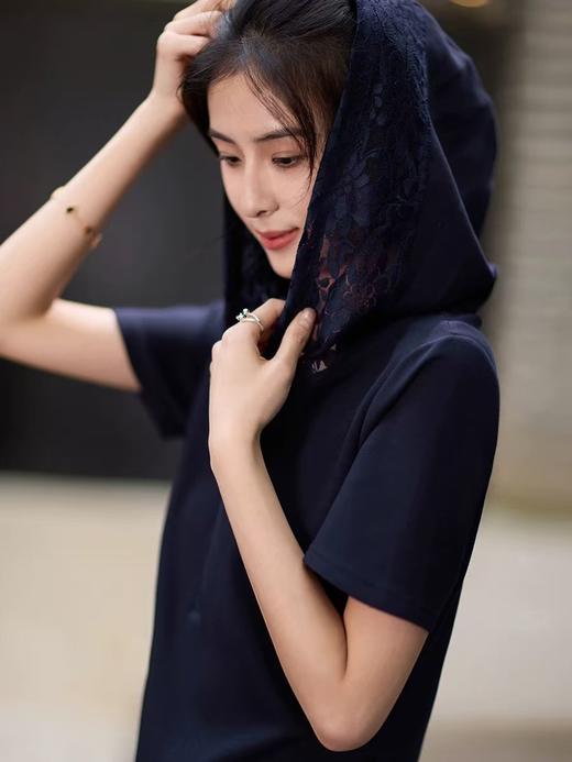 舒适蕾丝连帽T+阔腿直筒显瘦套装 商品图5