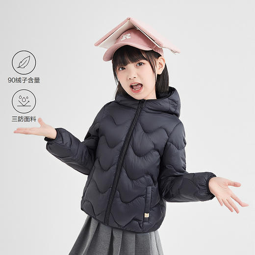笛莎Deesha 童装女童羽绒服2025冬新款女童基础款连帽轻薄羽绒服 商品图0