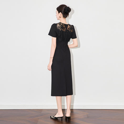 「高货wl」全新升级【铂金会员284/天猫379/差价95】(44650)洛诗琳新中式时髦拼接蕾丝连衣裙2025夏季压褶收腰显瘦裙 商品图1