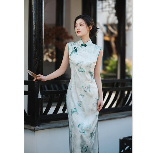 GX时尚改良年轻少女款长款无袖旗袍2025夏季新款日常可穿修身旗袍裙 商品图3