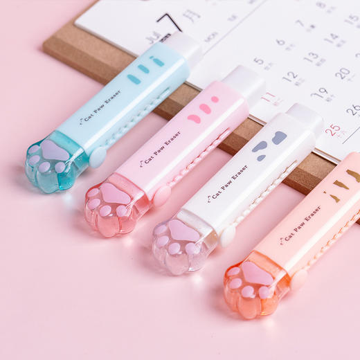 买一送一！【干净碎屑少，保持桌面整洁！】卡通猫抓橡皮擦 推拉式笔形橡皮擦 干净不留痕涂改擦 学生橡皮-QB 商品图0