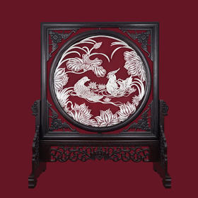 子佩集S999银手工银花丝【鸳鸯戏莲】双面旋转花丝台屏【YYXLHATP】大师工坊原创设计2508