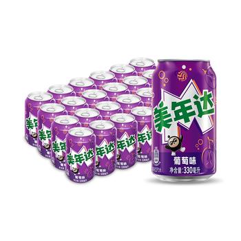 百事可乐美年达 Mirinda 葡萄味汽水碳酸饮料330ml*24听 新老包装随机 商品图2