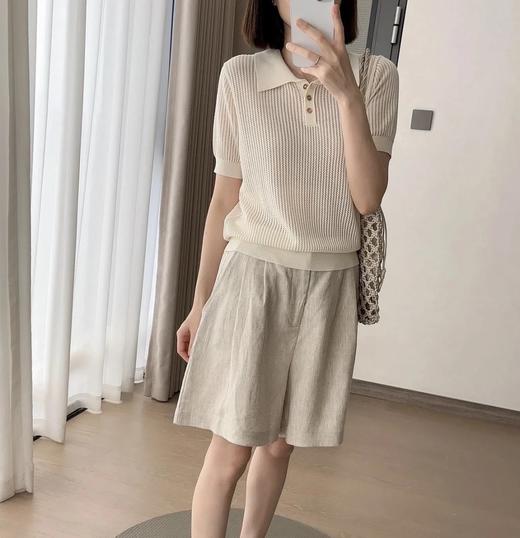 富家千金既视感   重磅！LP翻领polo短袖  镂空桑蚕丝超细羊毛 商品图1