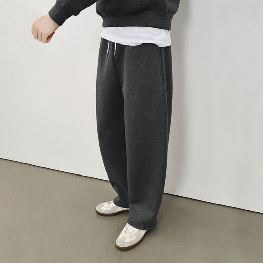 714street空气层茧型弯刀裤男款2025秋冬款宽松百搭休闲灰色卫裤 商品图0