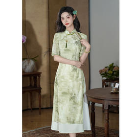 GX改良民族风长款奥黛旗袍裙2025夏新款日常可穿宽松遮肉旗袍