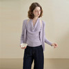 西遇法式荡领挂脖背心开衫假两件针织衫女25秋季设计感长袖上衣V2951199 商品缩略图3
