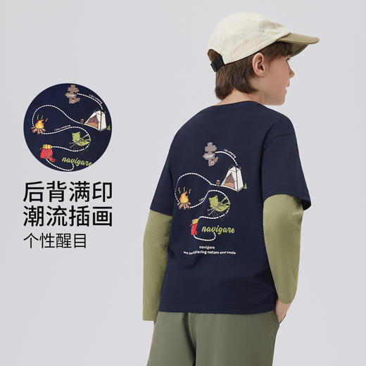 【纳维凯尔】【120-165】Navigare小帆船男童春秋款假两件长袖T恤 商品图3