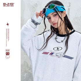 BJHG不计后果美式休闲卫衣男秋季2025重磅新款撞色复古运动卫衣女