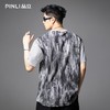 PINLI品立2025夏季新款男士圆领拼接撞色个性涂鸦印花短袖T恤上衣GD252111389 商品缩略图3