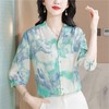 A32318高品质大码遮肉减龄中年女晕染真丝T恤上衣桑蚕丝薄款夏新款衬衫 商品缩略图0
