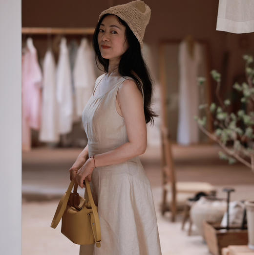 自制亚麻收腰连衣裙 商品图1