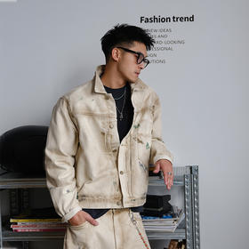 徐太浪独特设计感渐变涂鸦夹克男2025新款秋季痞帅青年翻领外套潮