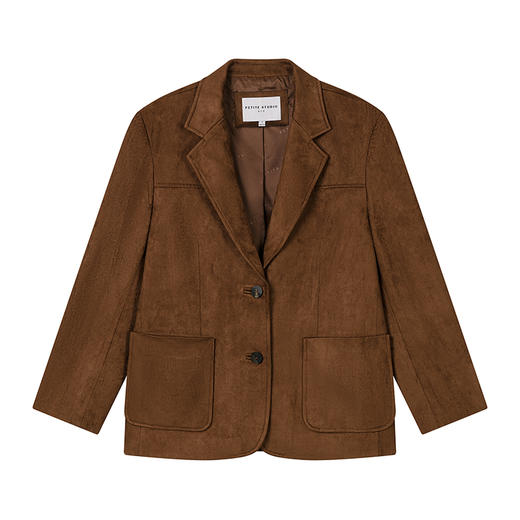 Petite Studio 25秋 Dominique焦糖棕法式复古美拉德麂皮西装外套 商品图4