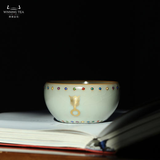 问鼎汝瓷鼎峰系列天青甲辰七宝战鼓杯（描金） 商品图1