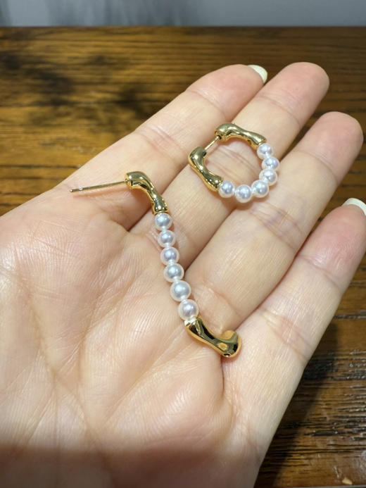 84-6 统货/直发 金属INS风 多种佩戴方式 4-4.5mm极光baby珠 耳线/耳环 商品图8