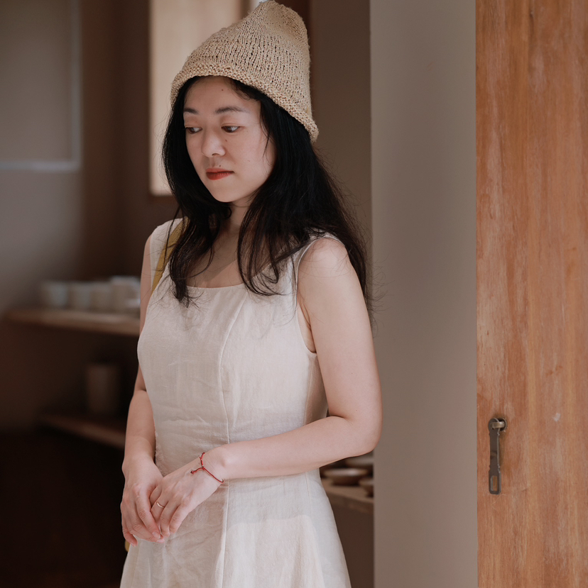 自制亚麻收腰连衣裙