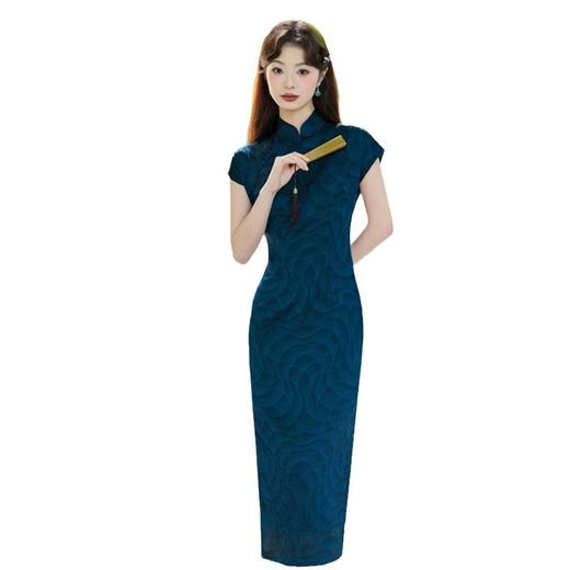 SYK66783时尚年轻女士长款短袖旗袍2025春夏新款改良新中式日常旗袍 商品图4