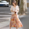 【08/06新品】熙世界波西米亚风套装裙女夏季镂空钩花开衫印花吊带连衣裙两件套 商品缩略图3
