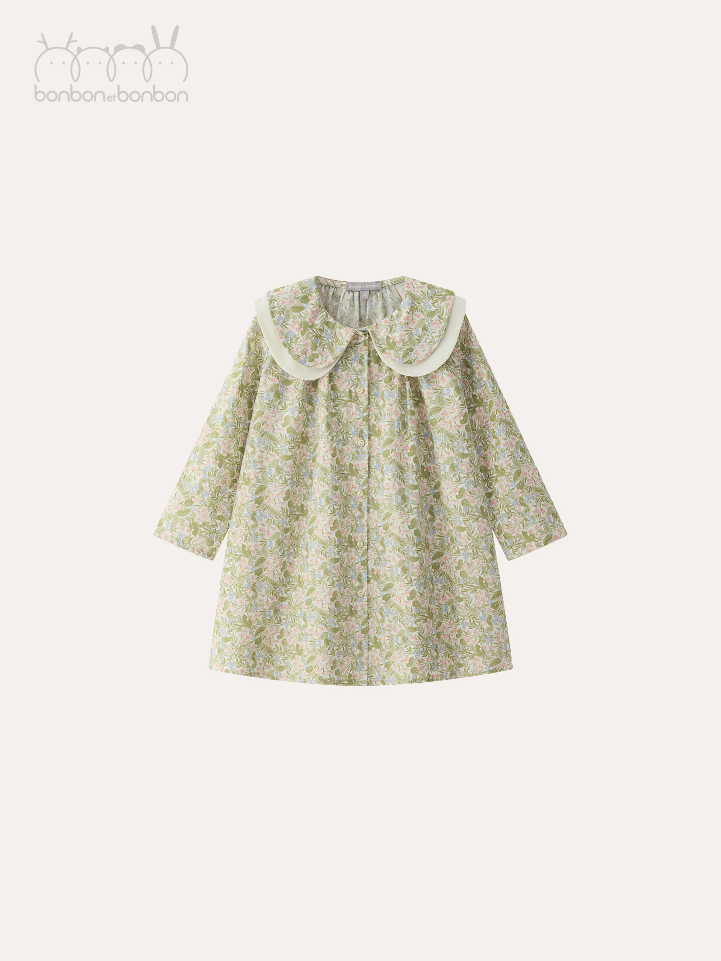 经典双领碎花连衣裙