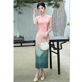 GX渐变锦缎订婚改良新中式旗袍2025夏新款日常粉色少女款超好看旗袍
