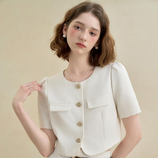 西遇气质小香风通勤套装女秋季圆领外套搭百褶裙两件套V2551104 商品图2