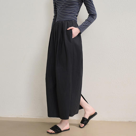 【限时秒杀】西遇文艺风肌理棉立体捏褶花苞半身裙女秋季遮肉显瘦中长裙V2551114 商品图3