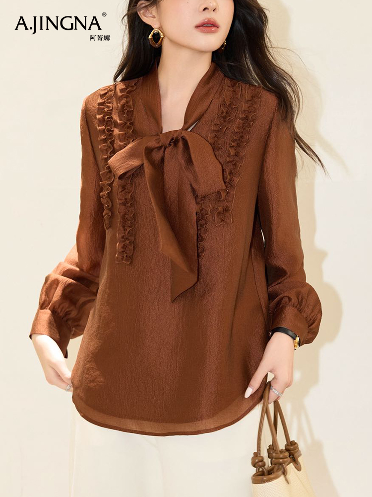 【通勤日常】阿菁娜系带领时尚设计感法式衬衫F30Q202003