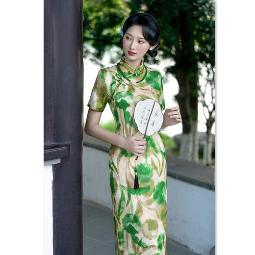 GX老上海复古中国风长款剪花旗袍2025夏季新款大码旗袍裙 商品图2