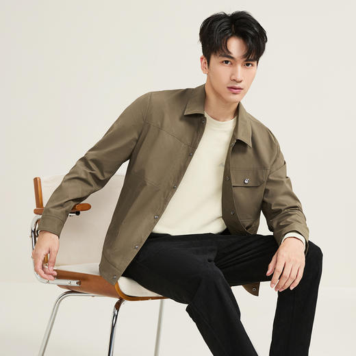 【满身提花工装夹克】柒牌男装翻领外套秋季新款商务休闲夹克衫129K70170 商品图1