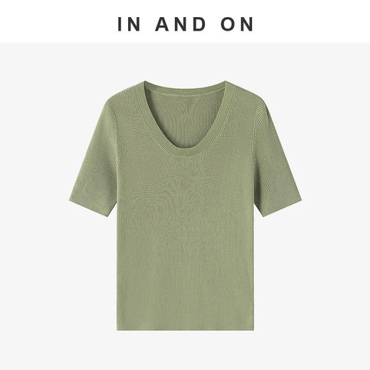 55305  IN AND ON 夏日滤镜 100%莱赛尔U领短袖针织上衣  商品图3