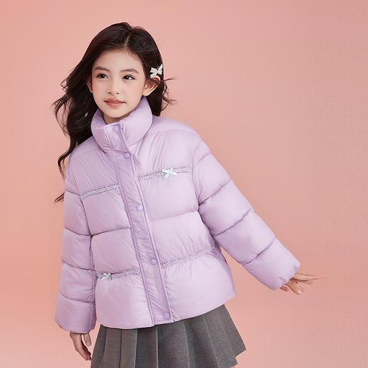 笛莎Deesha 童装女童羽绒服2025冬新款女童甜美花边羽绒服 商品图1