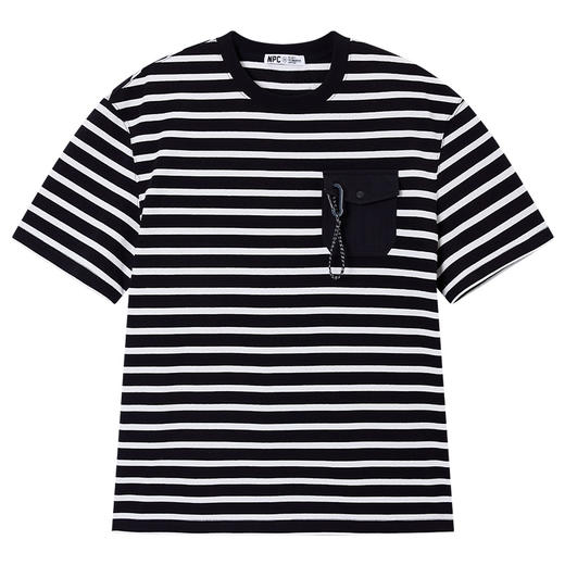 NPC潮牌口袋挂钩撞色拼接条纹短袖T恤男防螨抗菌透气NP53TE04 商品图5