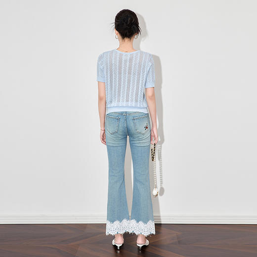 「高货wl」全新升级【铂金会员201/天猫269/差价68】(54859)洛诗琳钉珠天丝镂空钩花开衫2025夏季时尚轻盈短袖上衣女 商品图3