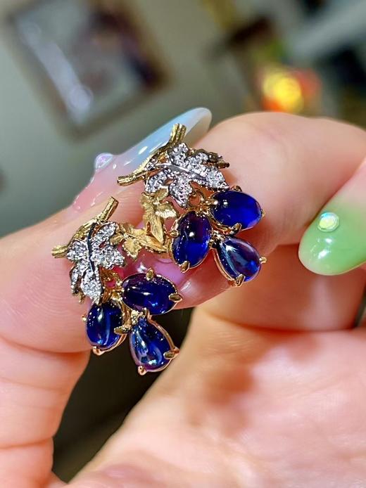 3.28ct素面蓝宝石耳钉 商品图1