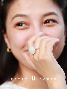 PETIT SCHAN小闪 JEW#026 No regrets 落子不悔 天元系列18K金和田玉戒指