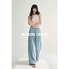 MAISON CECILE 夏日感松弛飘荡松紧腰直筒做旧牛仔裤 商品缩略图1