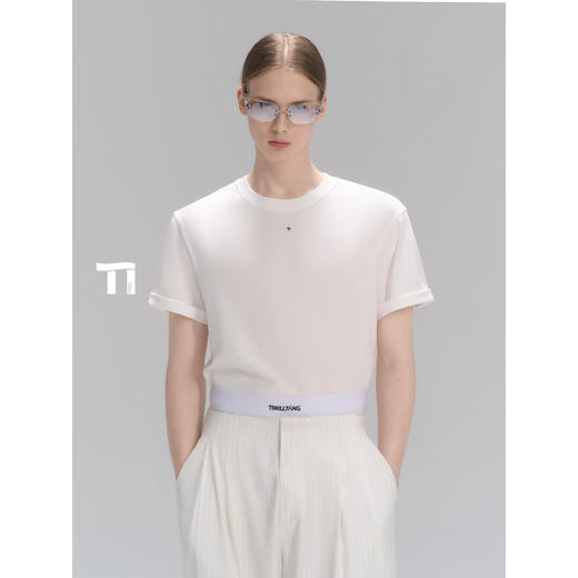 启世录TIWILLTANG“慎简明示”冰肌高智圆领精棉爽滑面膜长袖T恤 商品图0