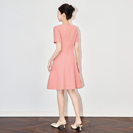 「高货wl」全新升级【铂金会员321/天猫429/差价108】(92540)洛诗琳轻奢重工圆领钉钻连衣裙2025夏季气质高级感收腰裙 商品图3