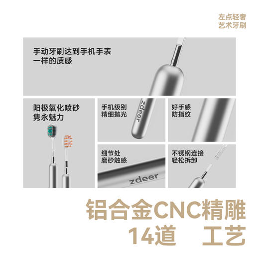 左点轻奢艺术牙刷（T1标准 哑面款 银色） 商品图1