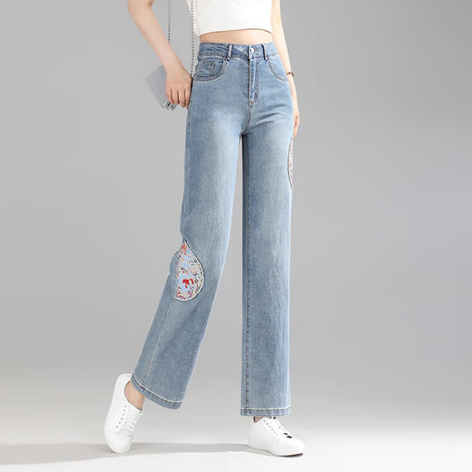 PY 新款国风牛仔直筒裤 &BF9262 商品图1