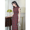 GX少女无袖格子旗袍复古新中式日常可穿修身改良立领文艺年轻学生裙 商品缩略图3