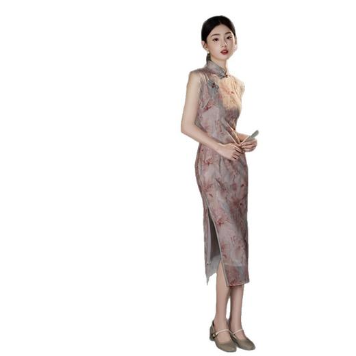 GX时尚改良年轻少女款中长款无袖旗袍2025夏新款新中式日常可穿旗袍 商品图4