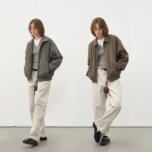714street两面穿格子哈灵顿夹克2025秋冬新款工装老钱风厚外套男 商品图1