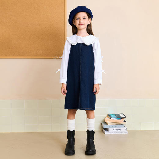 马克珍妮女童复古牛仔A版背带裙2025年秋装新款551668 商品图1