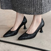 【预售5天】通勤细跟黑色工作鞋秋新款巨软牛皮尖头褶皱高跟鞋DYJ&CX7999-1 商品缩略图0
