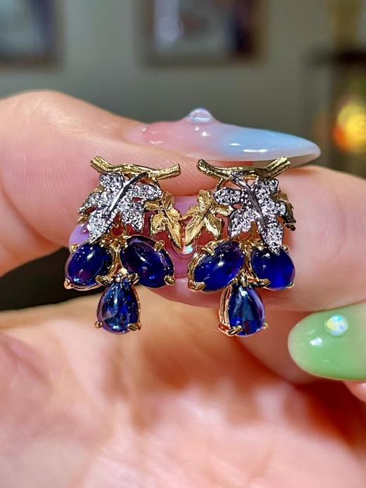 3.28ct素面蓝宝石耳钉 商品图0