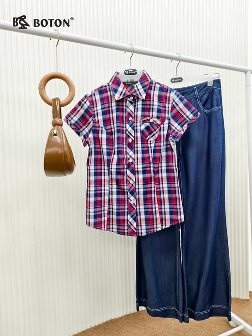 【第2件半价！尾货清仓不退换】波顿女士格仔休闲短袖衬衫LS383 商品图3