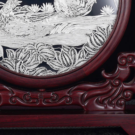 子佩集S999银手工银花丝【鸳鸯戏水】双面旋转花丝台屏【YYXSHATP】大师工坊原创设计2508 商品图12