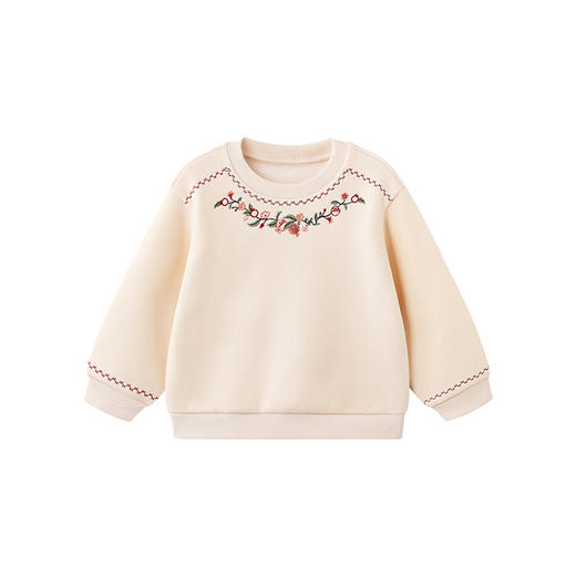 【商场同款】英氏女童纯棉卫衣秋冬新款绣花宽松圆领套头儿童上衣 商品图4